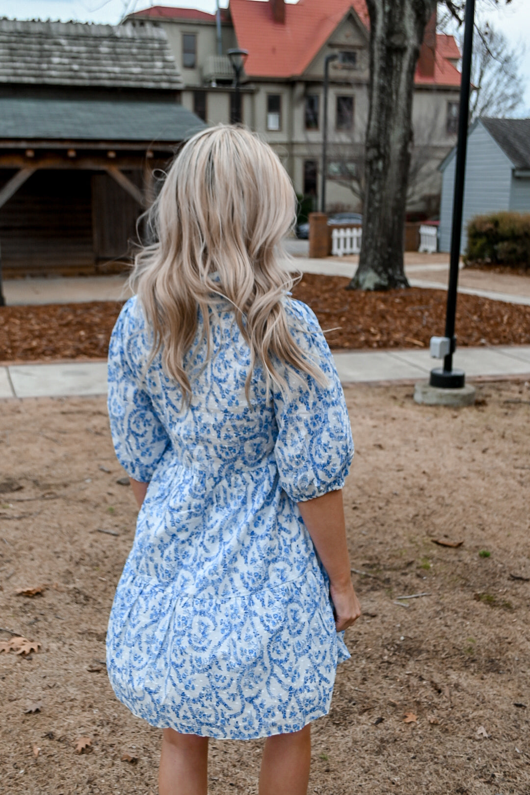 french blue floral dress FINAL SALE