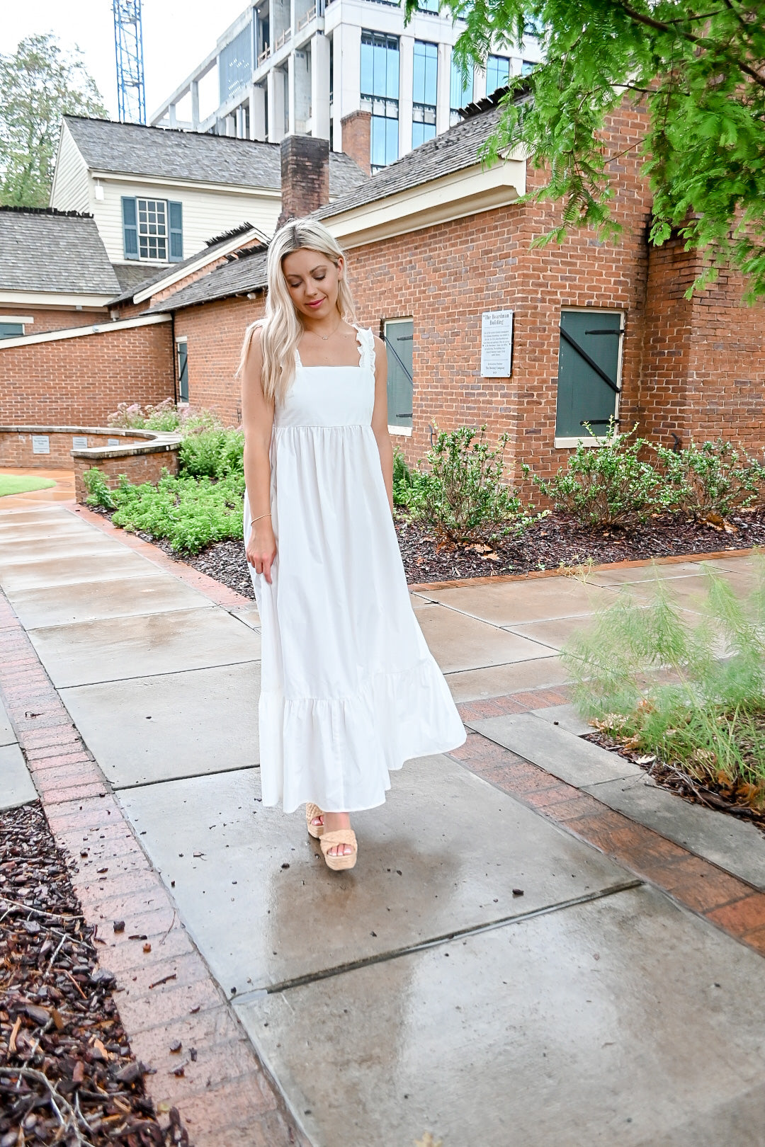 Ruffle Tie Back Maxi Dress- White LARGE