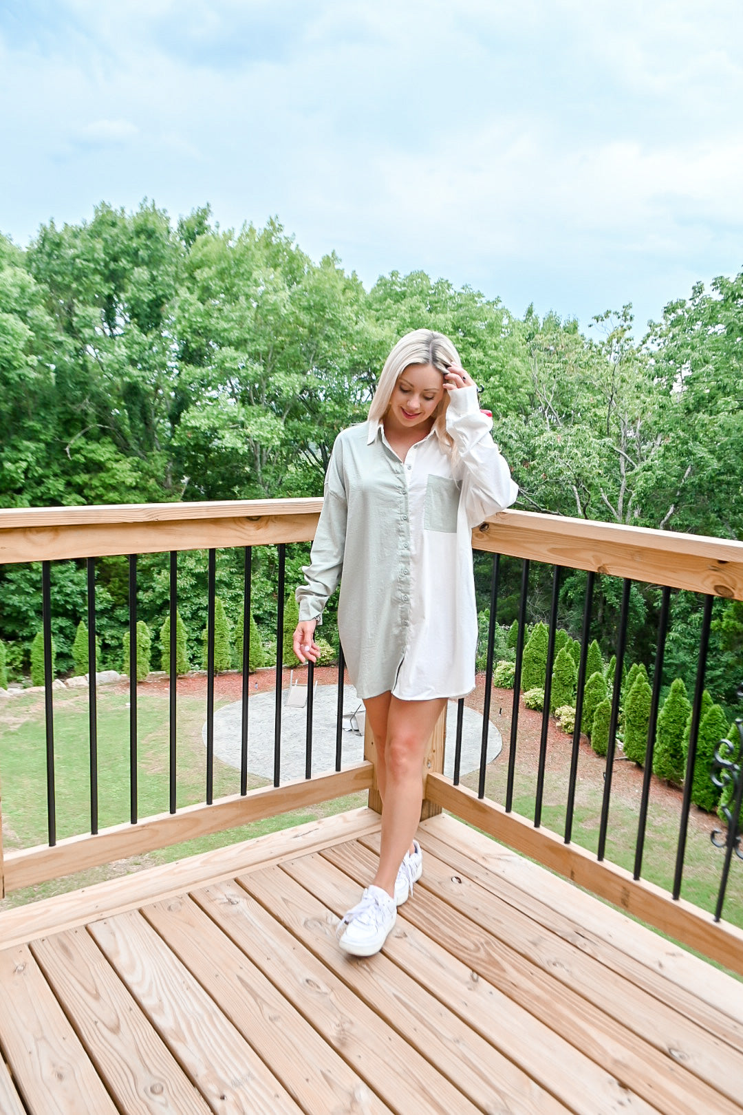 Color Block Oversize Shirt/Dress- SAGE SMALL Color Block Oversize Shirt/Dress- SAGE SMALL