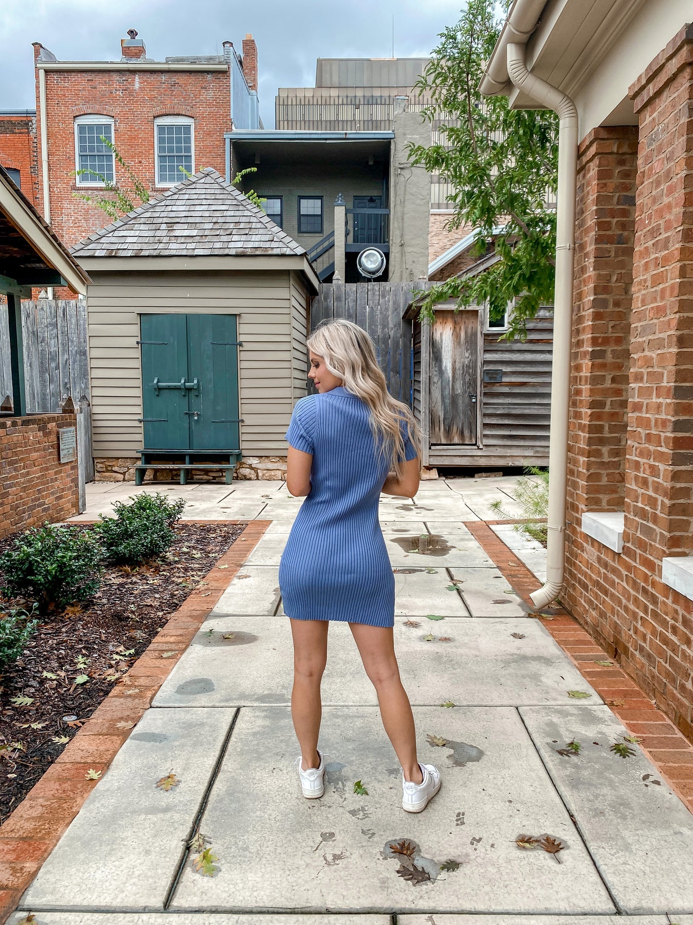 Short Sleeve V-Neck Sweater Dress- Dusty Blue Refuge Boutique Short Sleeve V-Neck Sweater Dress- Dusty Blue Refuge Boutique