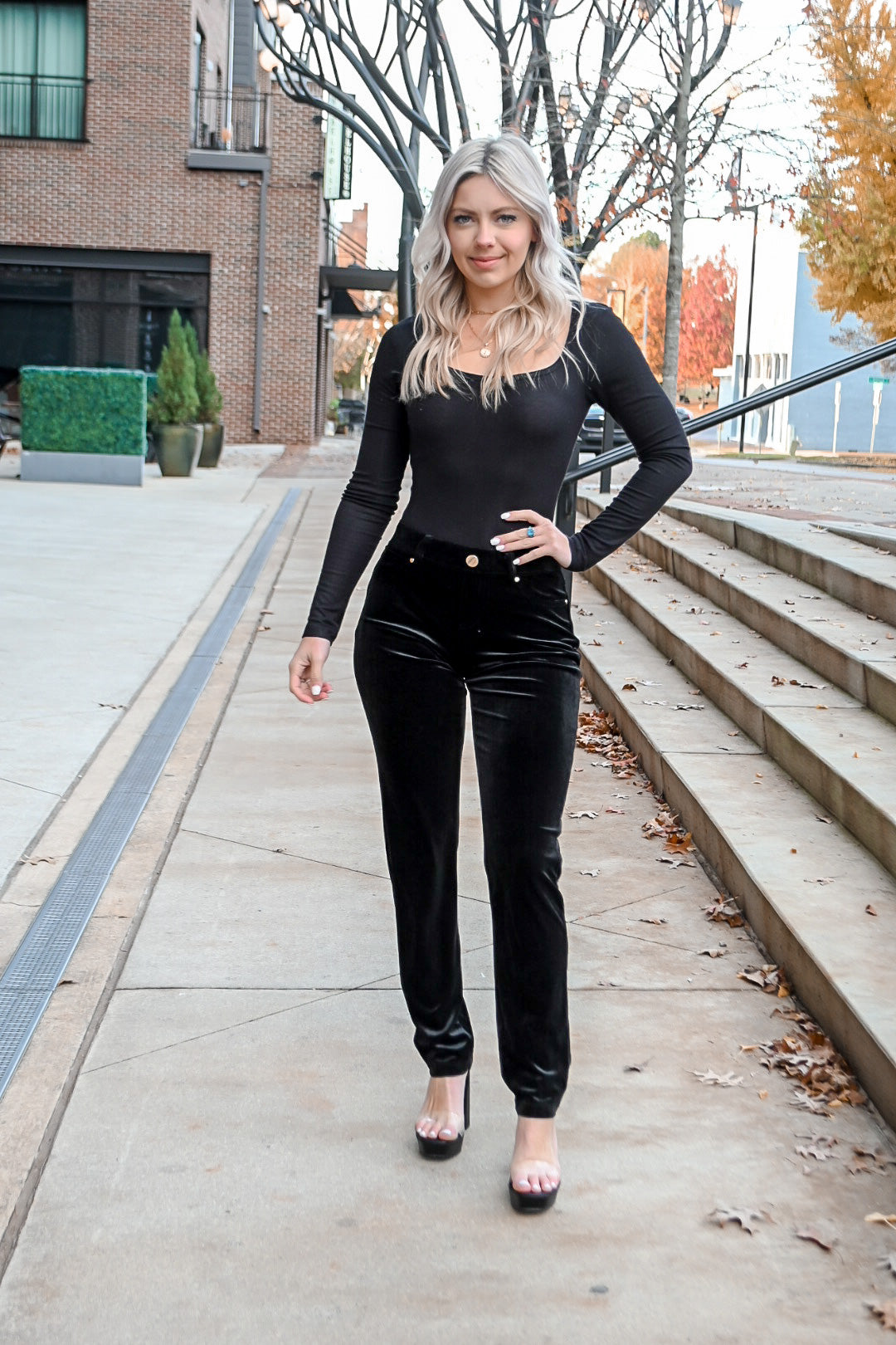 black velvet dress pants women's Ryrjj Flared Velvet Dress Pants for Women High Waisted Wide Leg Stretch Elastic Waist Bootcut Pull On Trousers Front Seam Slacks(Black,S), Women's,