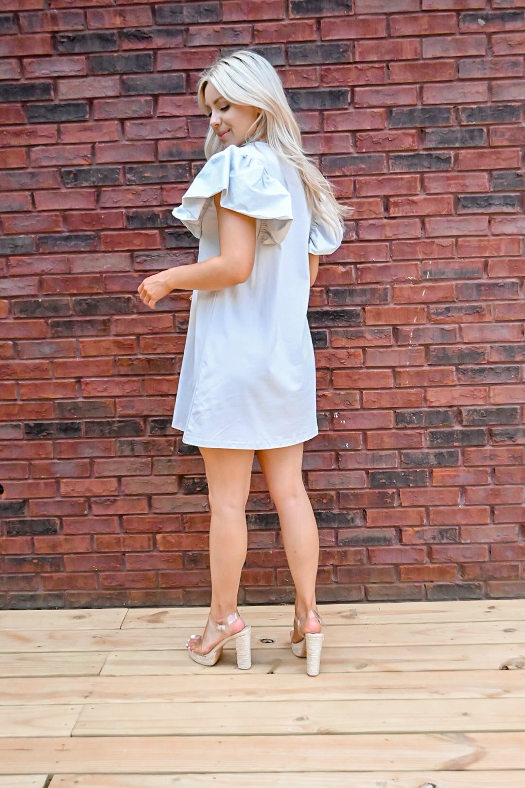 Knit Ruffle Sleeve Dress- GREY Refuge Boutique Knit Ruffle Sleeve Dress- GREY Refuge Boutique