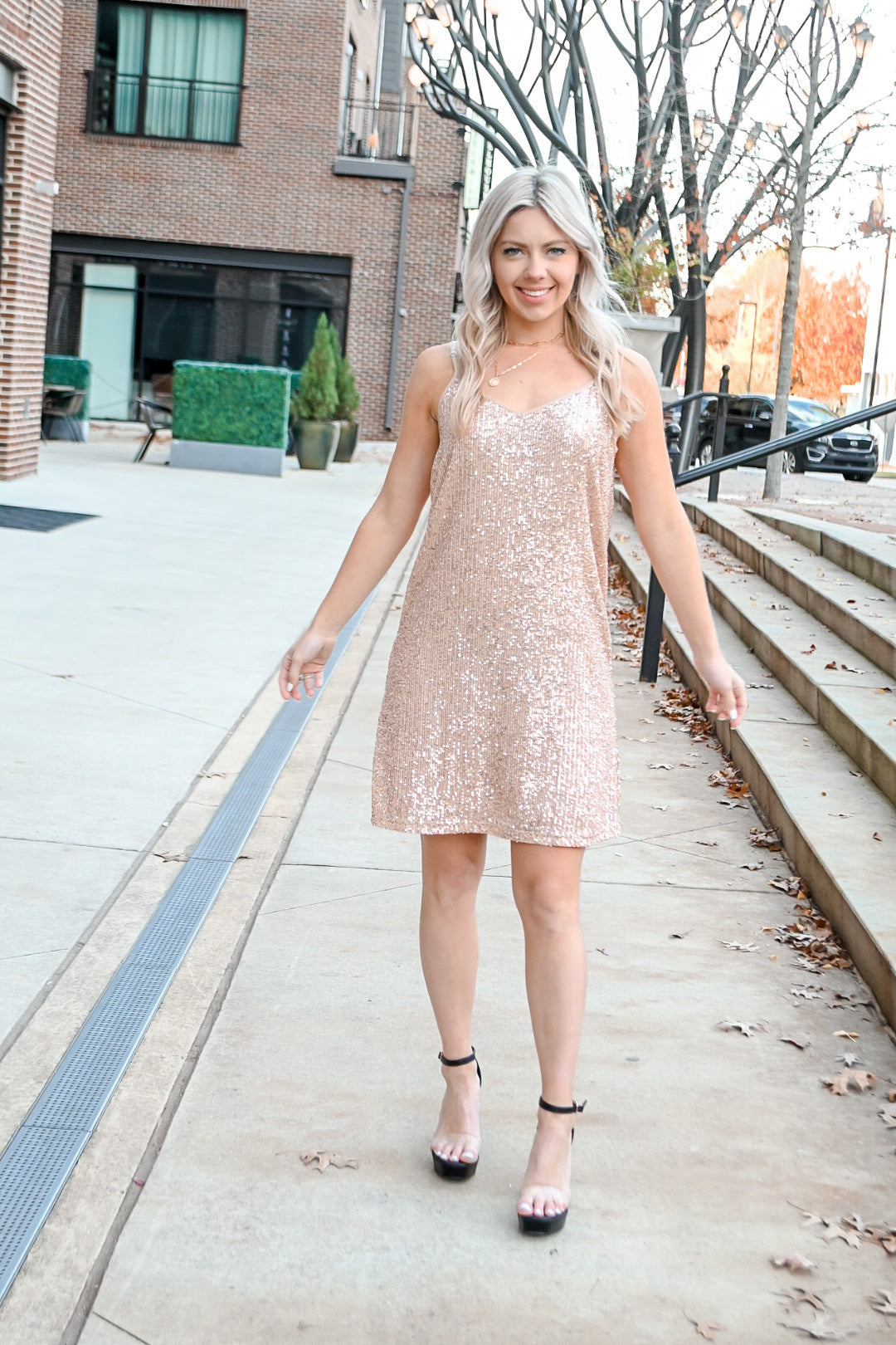 Soft Sequin Slip Dress- Rose Gold Large Soft Sequin Slip Dress- Rose Gold Large